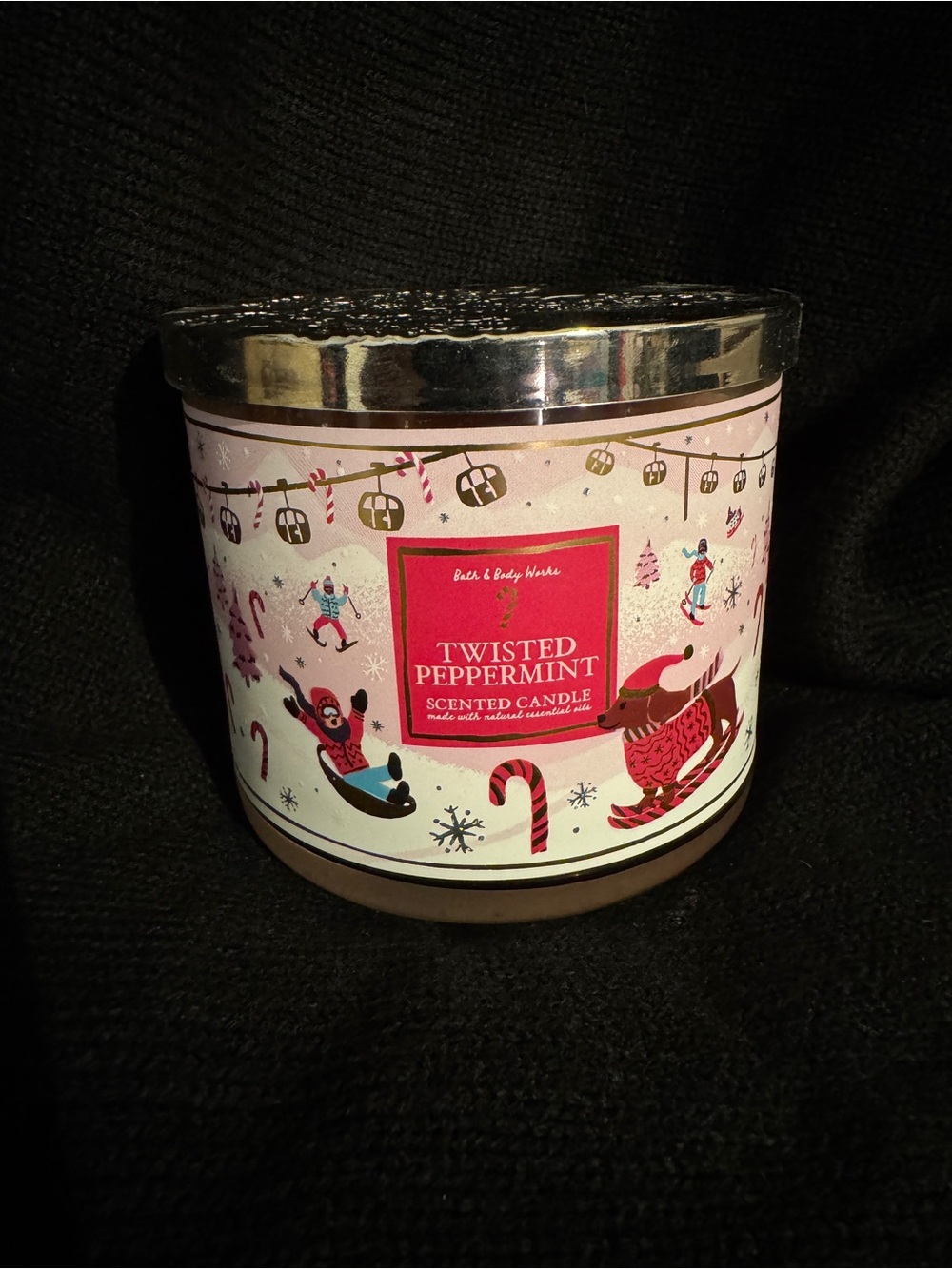 Bath & Body Works Twisted Peppermint Scented Candle - Red & White